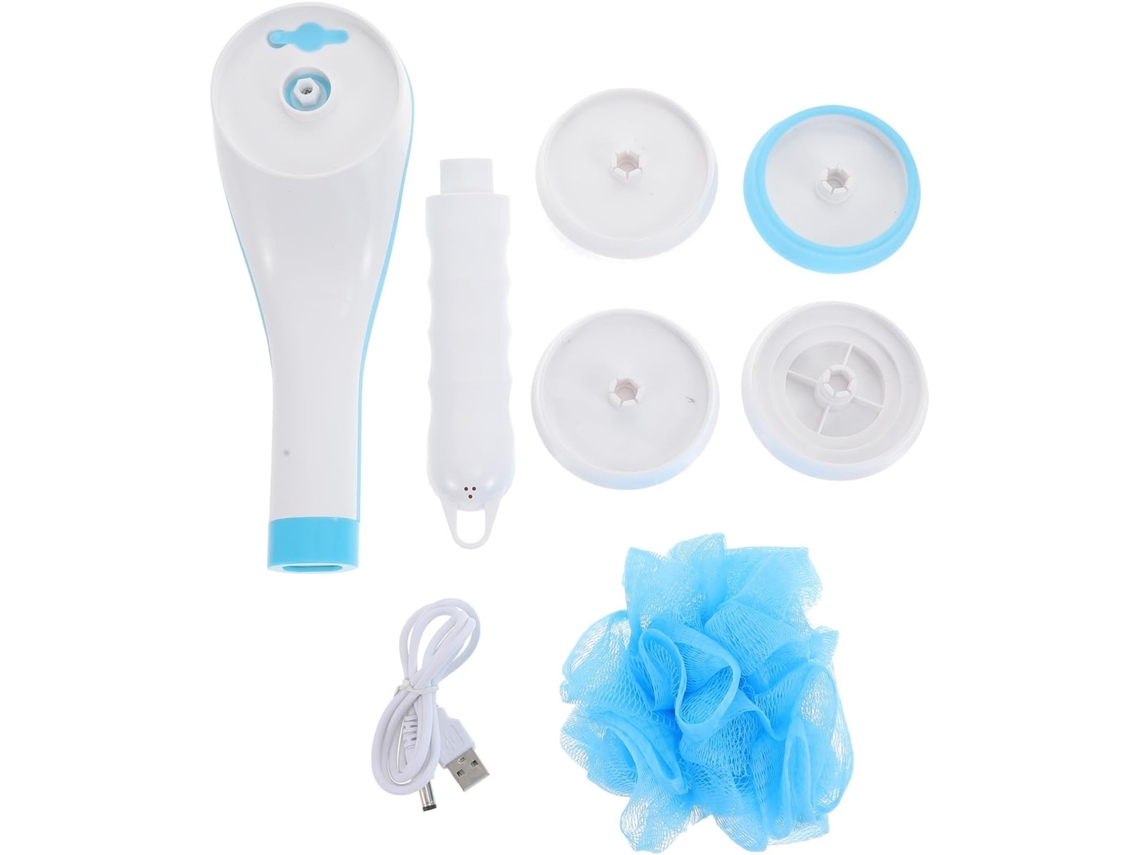 Escova De Banho Elétrica Giratória Azul Com Cabo Longo Veemoon, Escova De Massagem Para As Costas Impermeável Com Cabeça