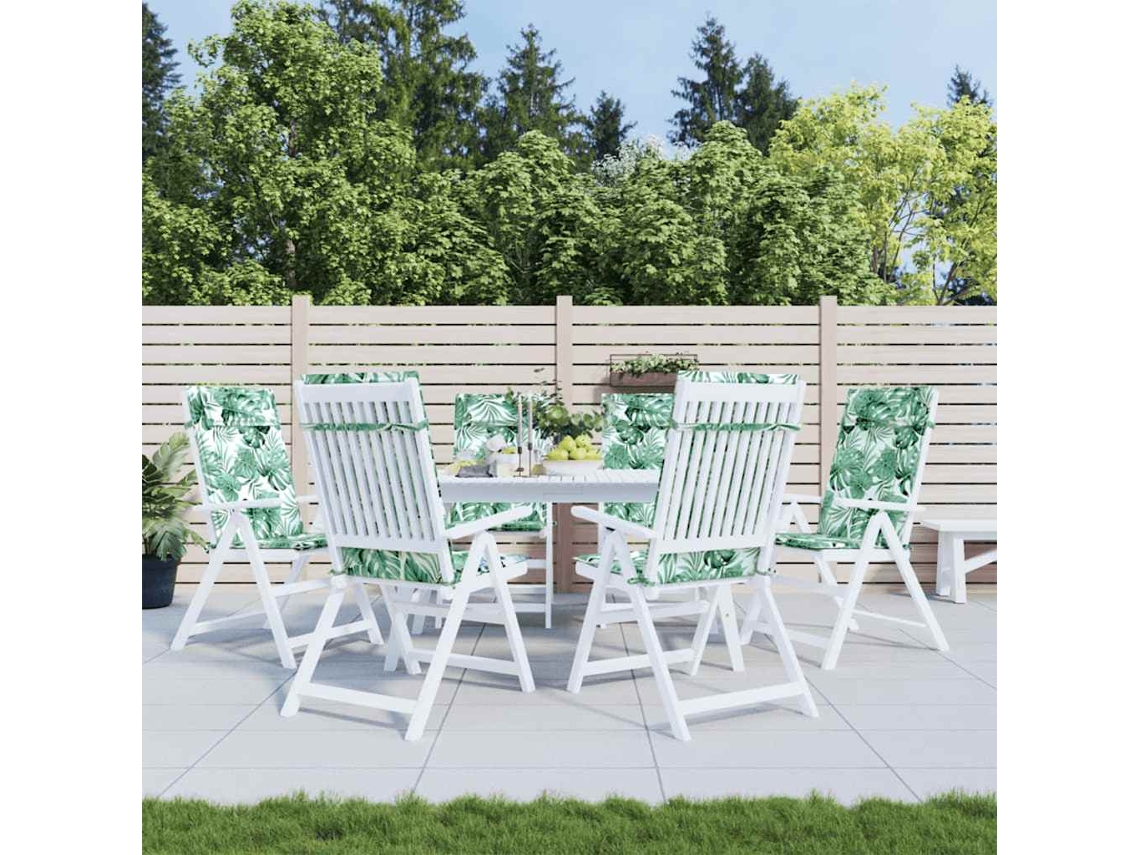 Vidaxl Almofadões P/ Cadeira Encosto Alto 6 Pcs Tecido Oxford Folhas