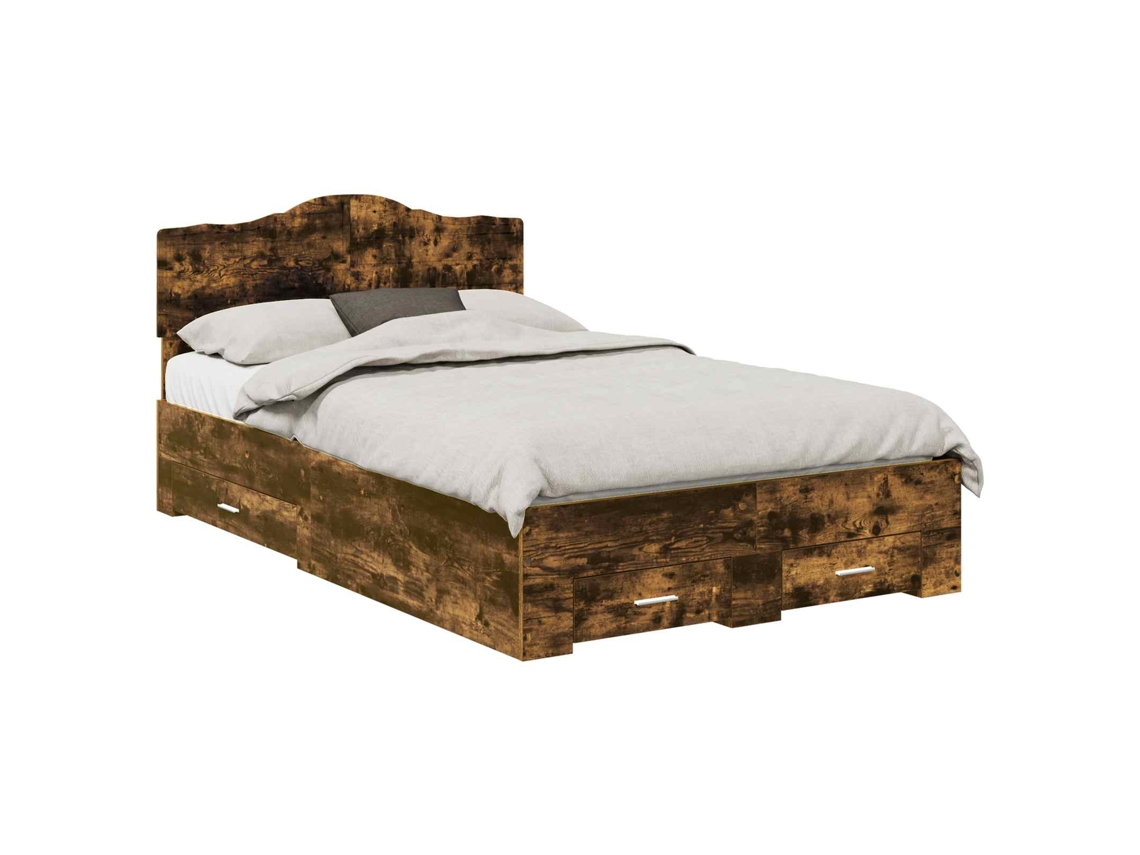 Estrutura da Cama com Cabeceira Carvalho Defumado 135x190 cm MAISON EXCLUSIVE