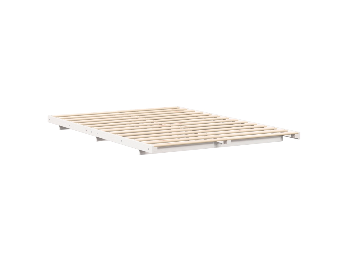 Conjunto 1 Estrutura Da Cama Vidaxl Branco Madeira De Pinho Maciça (150 X 200 Cm)
