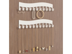Conjunto De 2 Suportes Para Correntes – Ganchos Parede – Arrumação Casa – 26,5 X 3 Cm – Ferro – Branco