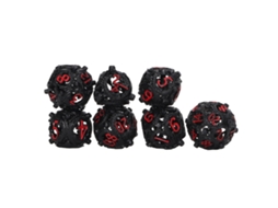 Conjunto De 7 Dados Ocos De Cobre Poliédricos Gravados Para Jogos De Tabuleiro Balançados Portáteis
