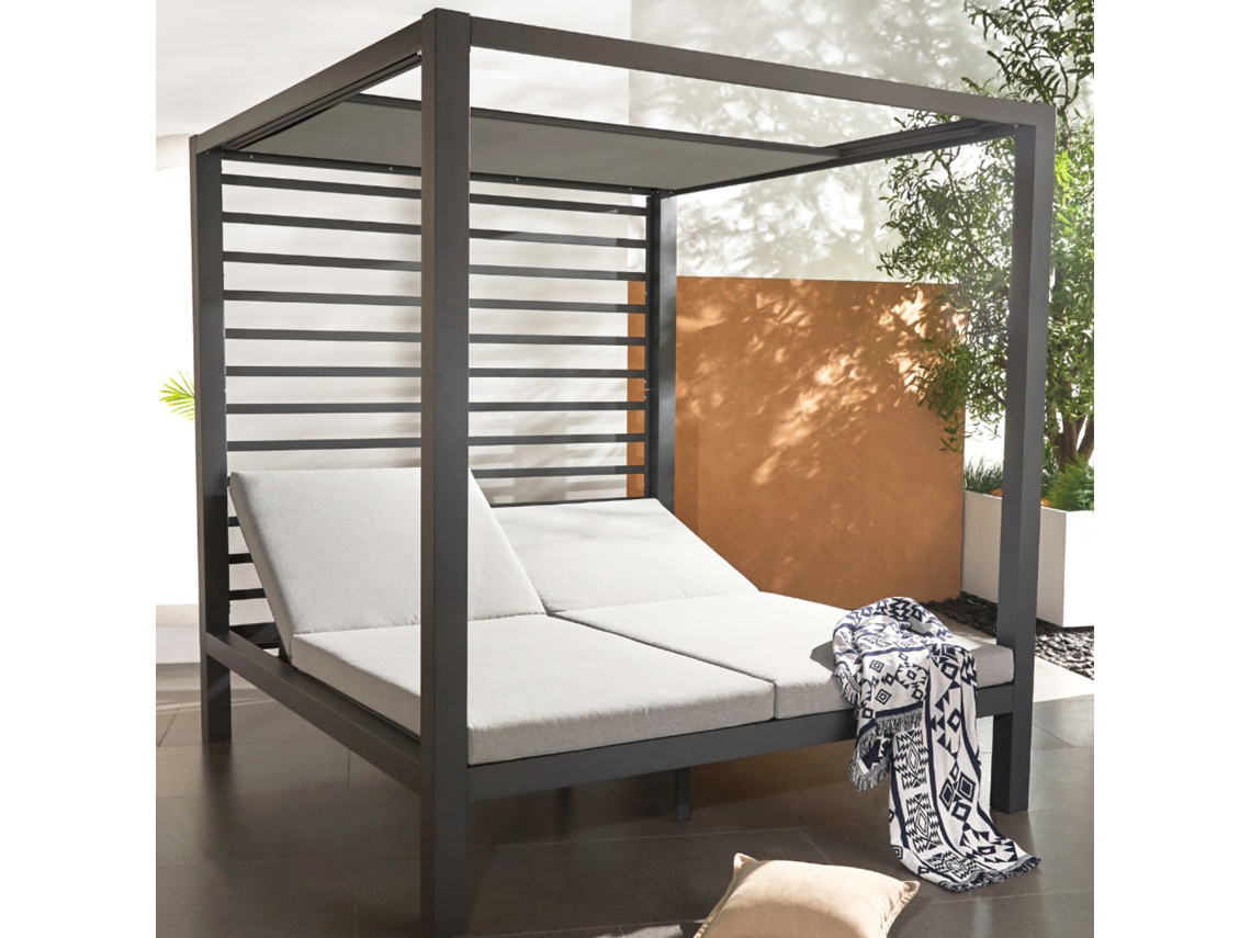 Cama de Jardim 2 Lugares Estrutura em Alumínio Cinza Escuro Matala CONCEPT U