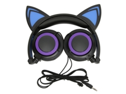 Aetheria fone de Ouvido com Fio Orelhas de Gato Infantil Cute Cartoon com Luz Led Redução de Ruído