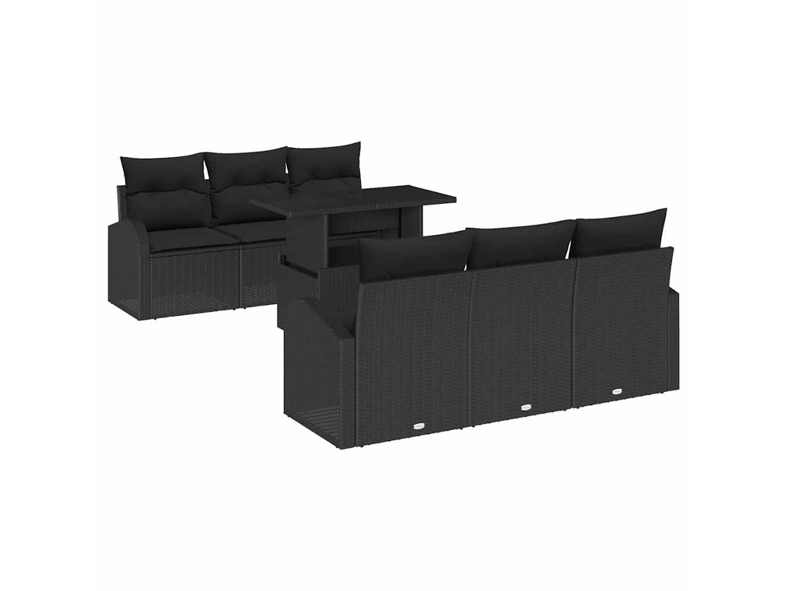 Maison Exclusive - Conjunto De Sofá De Jardim 7 Pcs Preto Rattan De Polipropileno