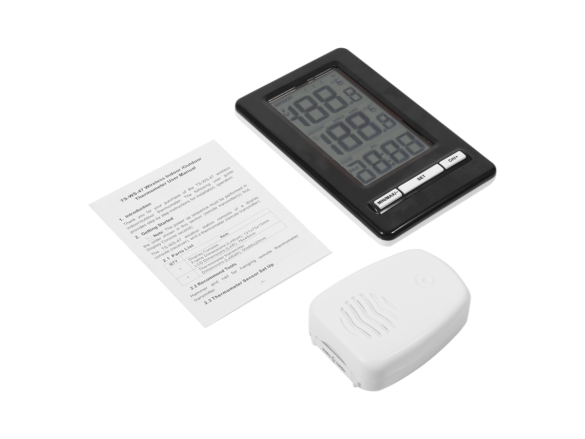 Laxiscreed Termómetro Eletrónico Sem Fio Com Relógio, Display Lcd Para Uso Interno E Externo