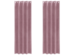 Conjunto 2 Cortinas Opacas Vidaxl Rosa Veludo (140 X 245 Cm)