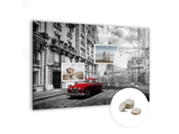 Quadro De Vidro Magnético Cidade Com Carros Antigos Para A Cozinha Espelharte (60x40 Cm)