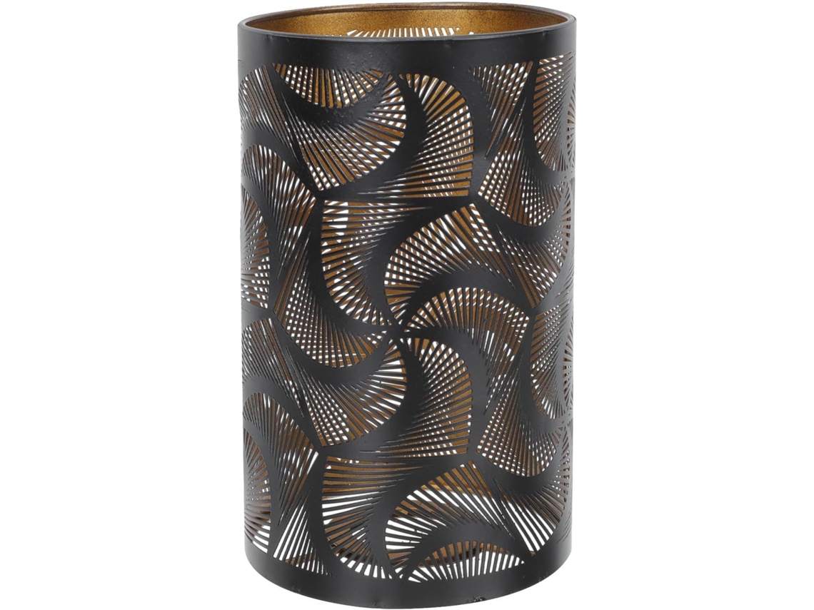 Luminária de Ferro Entalhado Oco Preta com Interior Dourado para Sala de Estar e Quarto, Soquete E27, Estilo Moderno. SFUSHOS
