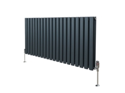 Radiador Coluna Oval Antracite 600×1200 Mm Em Aço Carbono Com 5367 Btu, Revestimento Triplo E Conjunto De Válvulas