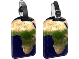 Conjunto De 2 Etiquetas Bagagem Em Couro Sintético Proteção Privacidade Mapa Do Continente Africano Natureza