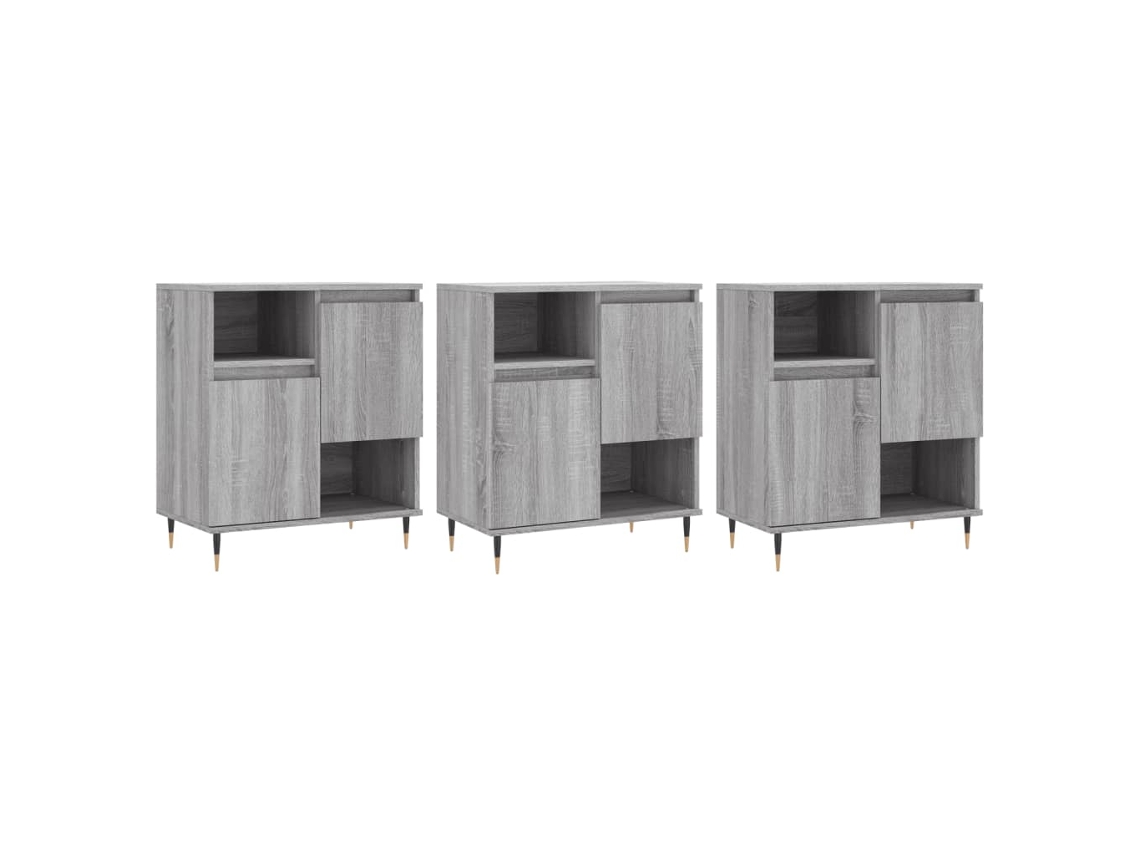 Aparadores 3 Pcs Madeira Processada Cinzento Sonoma MAISON EXCLUSIVE