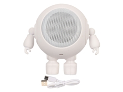 Altifalante Bluetooth portátil em forma de robô, 5.0, com microfone, 1000mAh, mini, branco