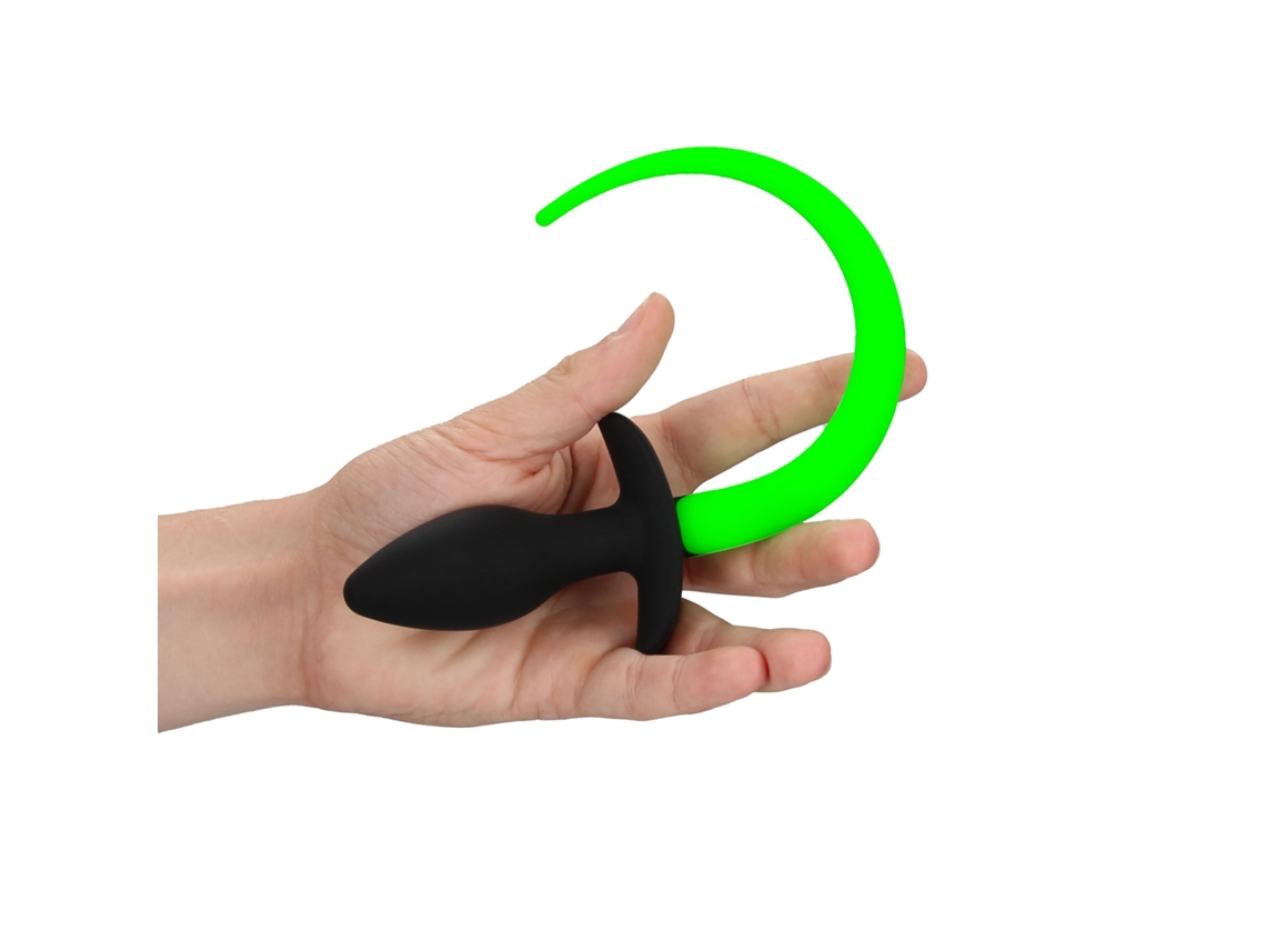 Plug para cola de Cachorro Glow in the Dark - Verde ne�n/Negro