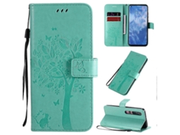 Capa De Couro Pu Com Estampa Horizontal De Árvore E Gato, Suporte, Compartimentos Para Cartões, Carteira E Cordão Para Xiaomi Mi 10 5g / Mi 10 Pro 5g.