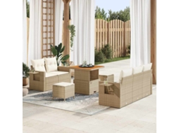 Vidaxl Conjunto De Sofá De Jardim 10 Unid. Bege E Creme Vime Pe