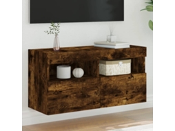 Vidaxl Móvel de Parede P/ Tv C/ Luzes Led 80x30x40 Cm Carvalho Fumado