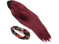 Aplique De Cabelo Com Faixa Sintética Marrom, Cabelo Liso, Confortável.