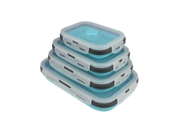 Recipiente Dobrável De Silicone Para Armazenamento De Alimentos Com Tampa, Lancheira Bento Para Piquenique, Conjunto De 4 Olysi Shop