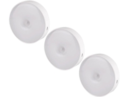 Conjunto De 3 Luminárias Cabeceira Led Anneome Com Sensor Movimento E