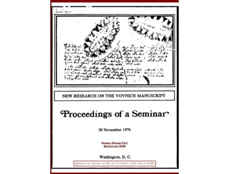 Livro New Research on the Voynich Manuscript Proceedings of a Seminar de National Security Agency (Inglês - Capa Dura)