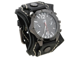 Relógio Masculino Dpanco W01477 Com Pulseira De Couro Vintage Multicamadas Costurada À Mão, Estilo Punk Rock Arrojado.