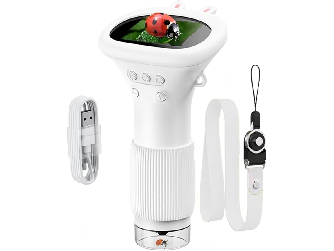 Microscópio Com Câmera De Vídeo Recarregável Usb 1000x Para Crianças, Ideal