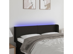 Vidaxl Cabeceira De Cama C/ Luzes Led Tecido 147x16x78/88 Cm Preto