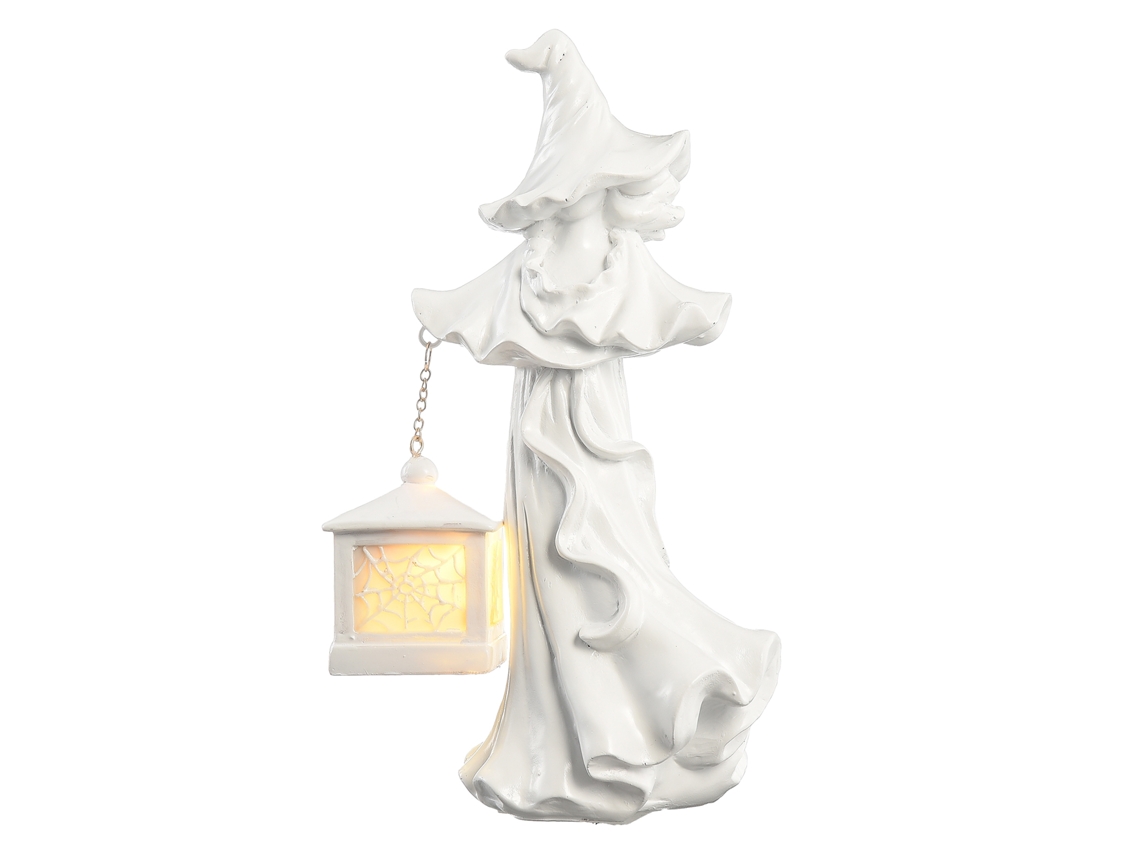 Laxiscreed Decoração De Luz Led De Resina Bruxa Com Lanterna Para Halloween