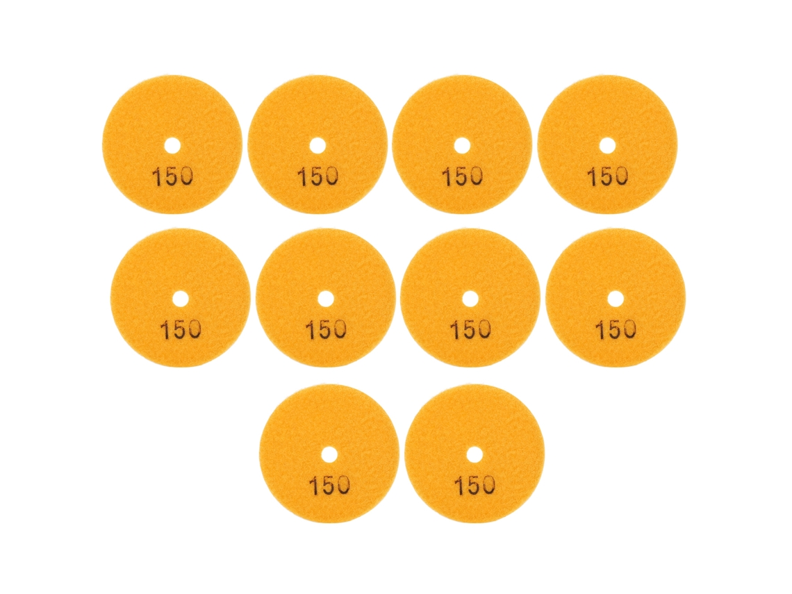Conjunto de 10 discos de lixa diamantados de 7,6 cm (3 polegadas) para polimento de mármore, concreto e pedras (granulometria 150).