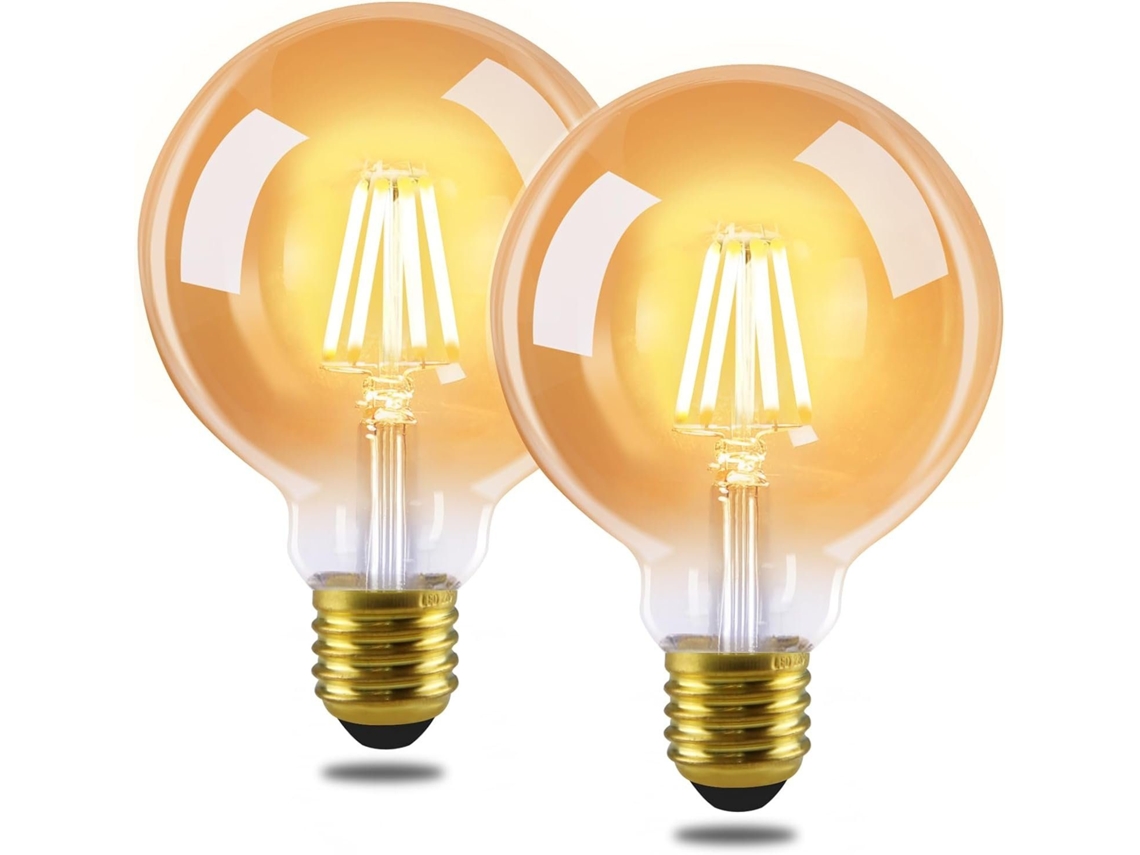NETTLIFE Pacote com 2 Lâmpadas LED Vintage E27 com Filamento Edison Brancas Quentes G95 2700K 4W Ideais para Casa, Hotel, Café e Bar NETTLIFE