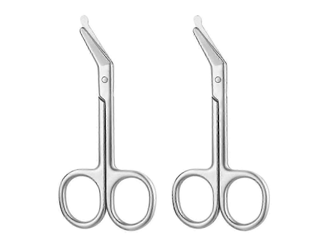 Tesoura Para Bolsa De Ostomia – Lâmina De Aço Inoxidável Com Ponta Romba, 4,4 Polegadas, 2 Peças