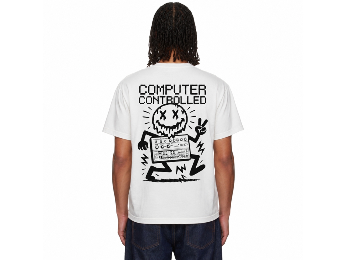 Camiseta Rockinstone Computer Controlled Face Melt Computer Controlled Records - Estilo de designer exclusivo