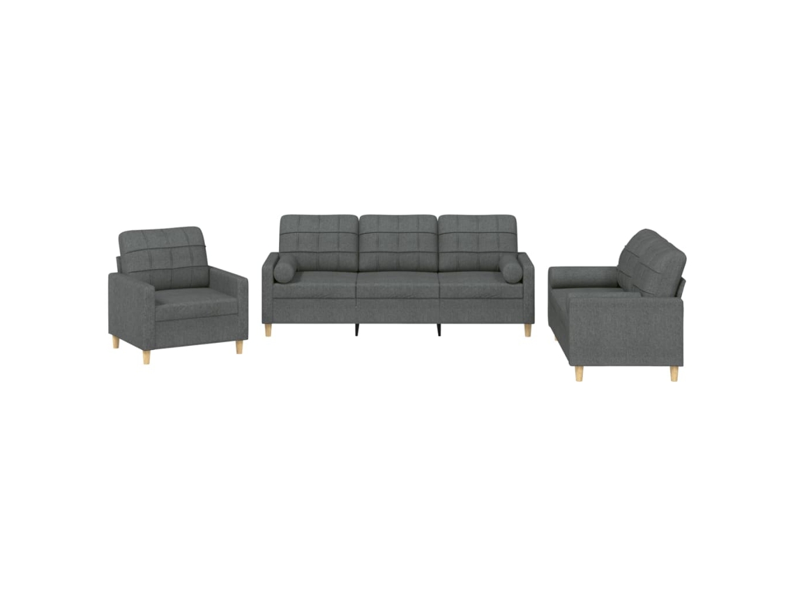 Sofa Set, Sofa Sets Vidaxl Cinzeto Tecido (n/a)