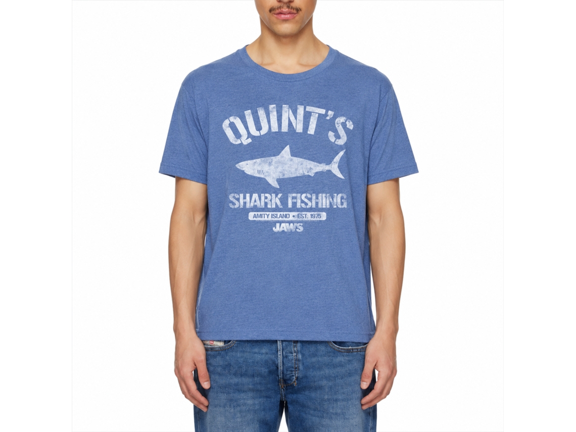 Rockinstone Jaws Movie Quints Heather Royal Adult T-shirt Size:m