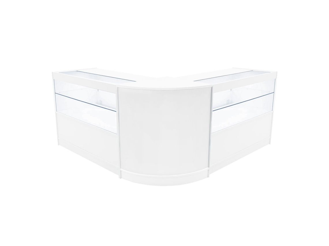 Conjunto de Balcões Comerciais MonsterShop Selene, Branco, 2xC1200CM60, MDF e Vidro Temperado