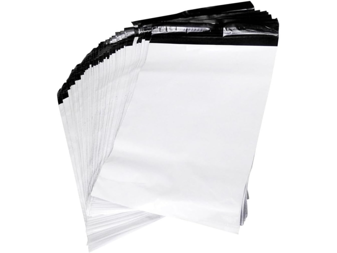 100 Peças Envelopes Postais Brancos Sacos Rápidos Autoadesivos Expedição Embalagens Logísticas Impermeáveis E