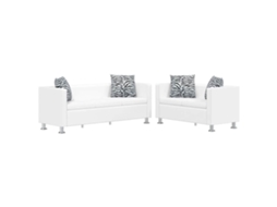Conjunto de Sofás de 2 e 3 Lugares Couro Artificial Branco SYFAX