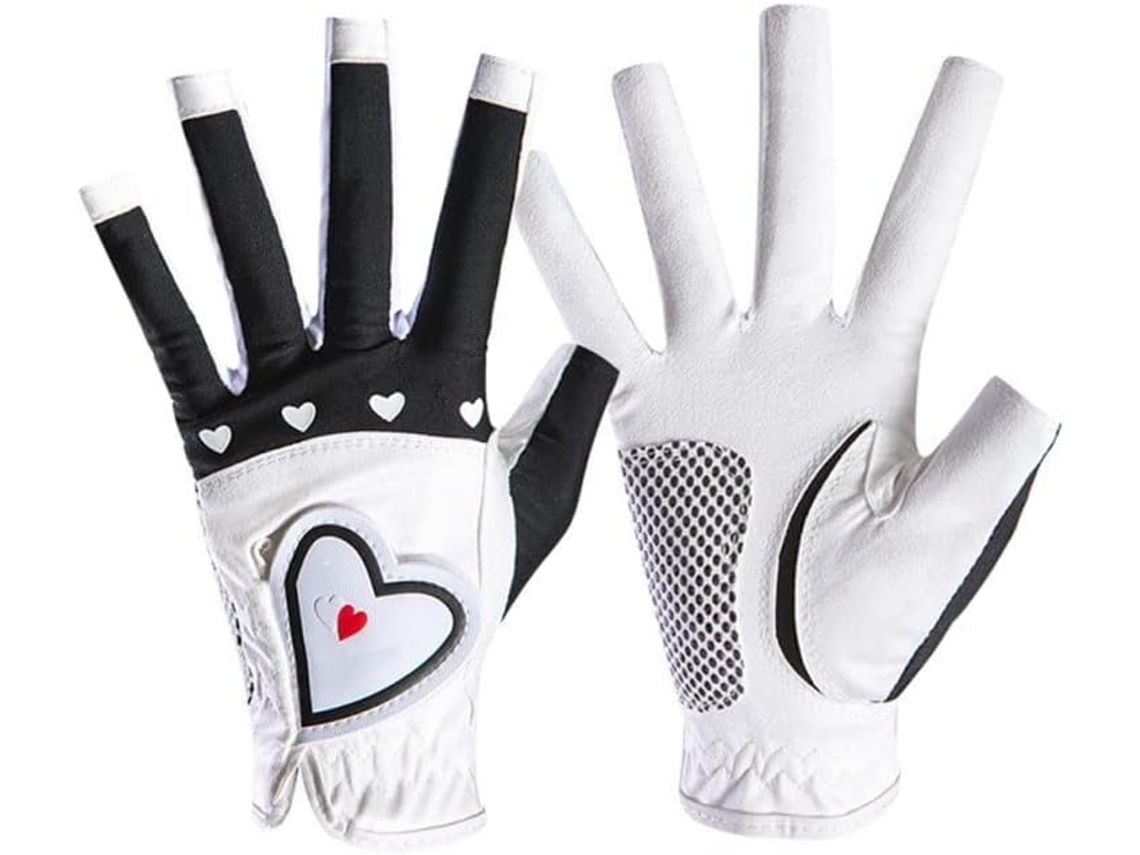 1 par de Luvas de Golfe femininas, sem dedos, com grânulos, para mulheres e meninas | S/MARCA