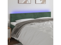 Cabecero con luces LED, terciopelo, 160x5x78/88cm, verde oscuro