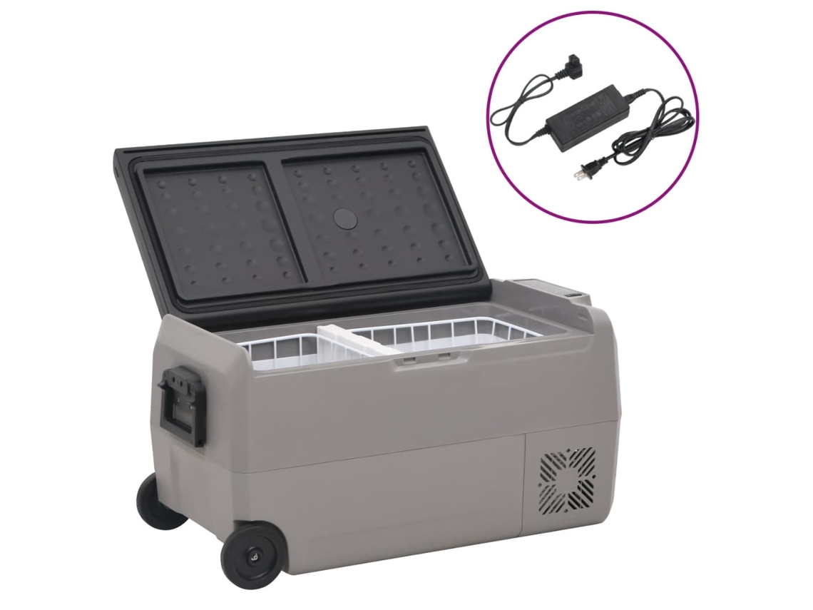 VIDAXL Mala Térmica com Rodas e Adaptador 50 L Pp e Pe Preto/Cinzento