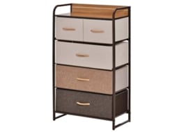 Cômoda para quarto com 5 gavetas de tecido 58x29x99cm ORBITRA COMMERCE