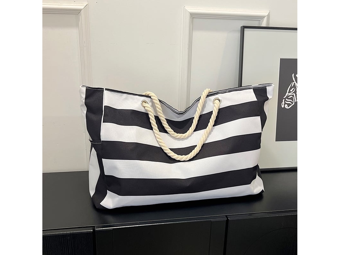 MISSCA Saco Tote Grande em Lona Preto