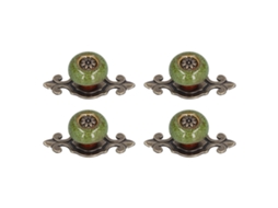 Primerox 4 Conjuntos de Alças Móveis Liga de Zinco para Armário Gaveta Acessórios Decorativos Verdes