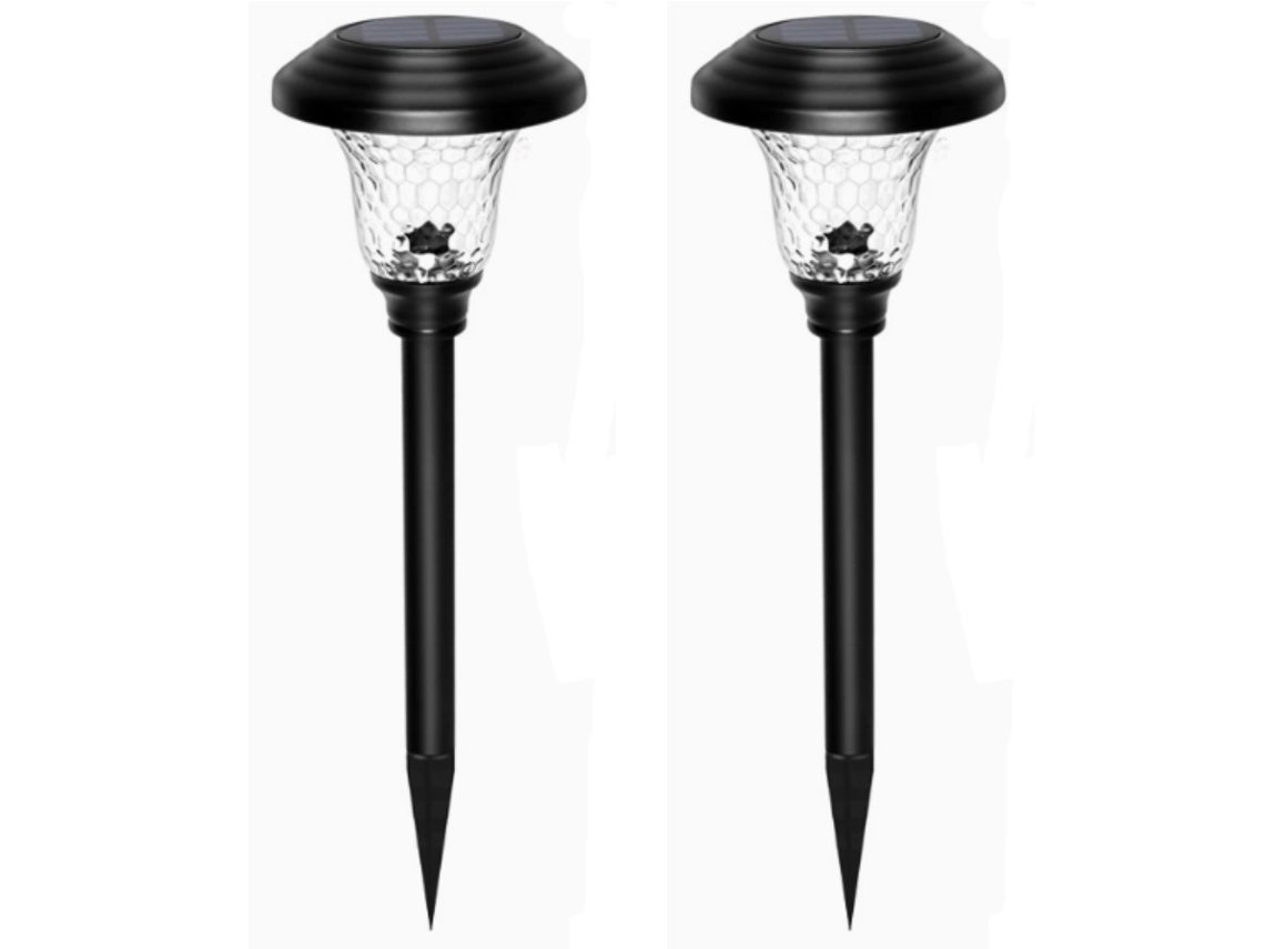 Conjunto De 2 Luminárias Solares De Jardim À Prova D'água, Feitas De Aço Inoxidável E Vidro, Com Leds, Para Iluminação Decorativa De Jardins.