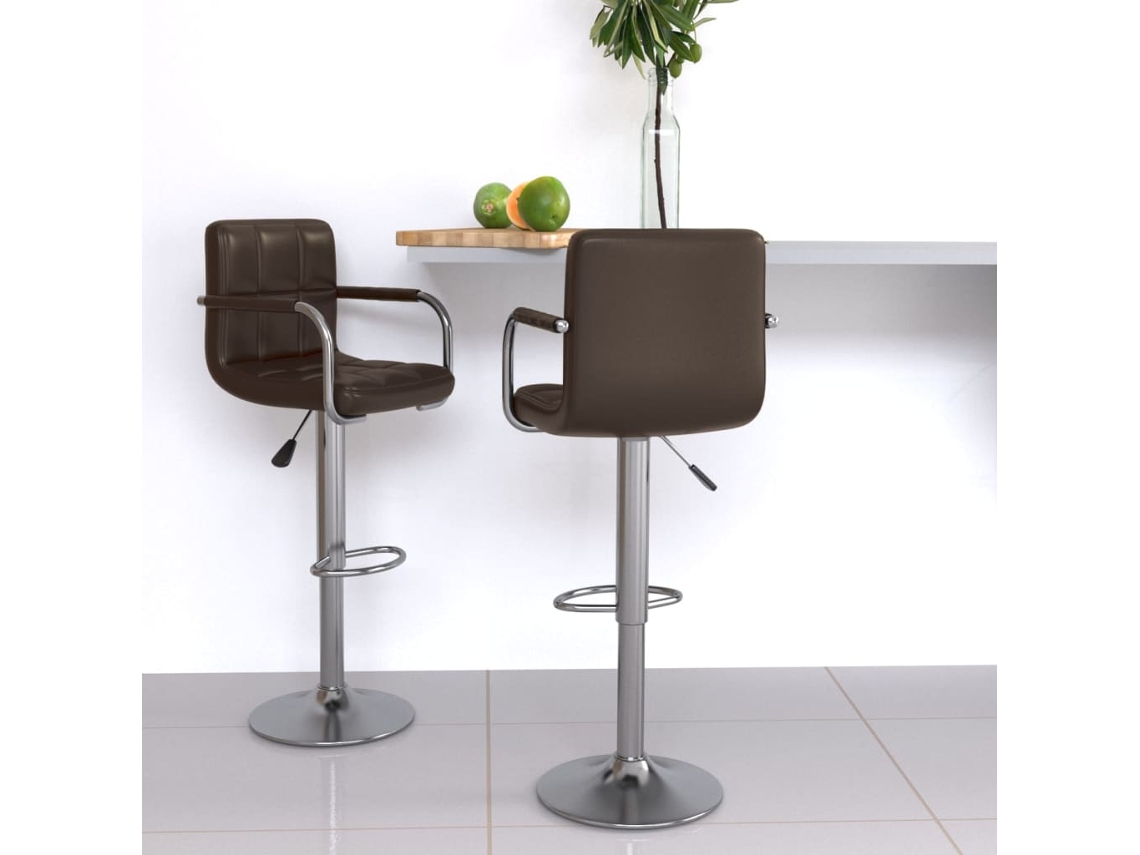 Vidaxl Bancos De Bar 2 Pcs Couro Artificial Castanho