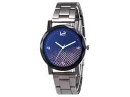 Relógio de Pulso Casal de Moda com Pulseira de Aço e Esfera Redonda Azul Escuro