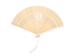 Abanico Plegable De Bambú Con Borla, Herramienta De Enfriamiento Para Días Calurosos De Verano, Decoración Blanca