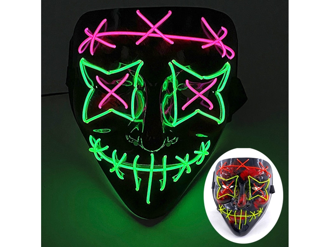 Máscara De Purga De Led Neon Para Halloween, Máscaras Para Festa De Máscaras, Luz Que Brilha No Escuro, Máscaras Engraçadas, Acessórios Para Fantasias