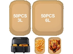 Conjunto De 100 Forros Descartáveis De Papel Manteiga Para Fritadeira A Ar, 50 Folhas, Formato Quadrado, Livre De Bpa